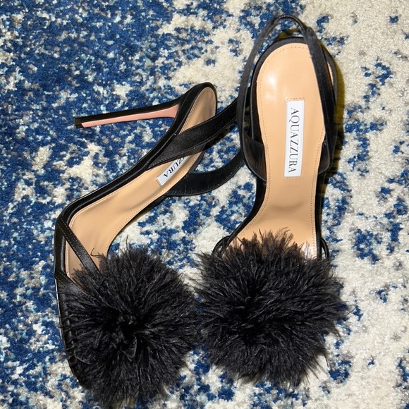 ❌SOLD❌ AQUAZZURA 40
Black Boudoir Feather-Trim Sandals - Picture 7 of 11